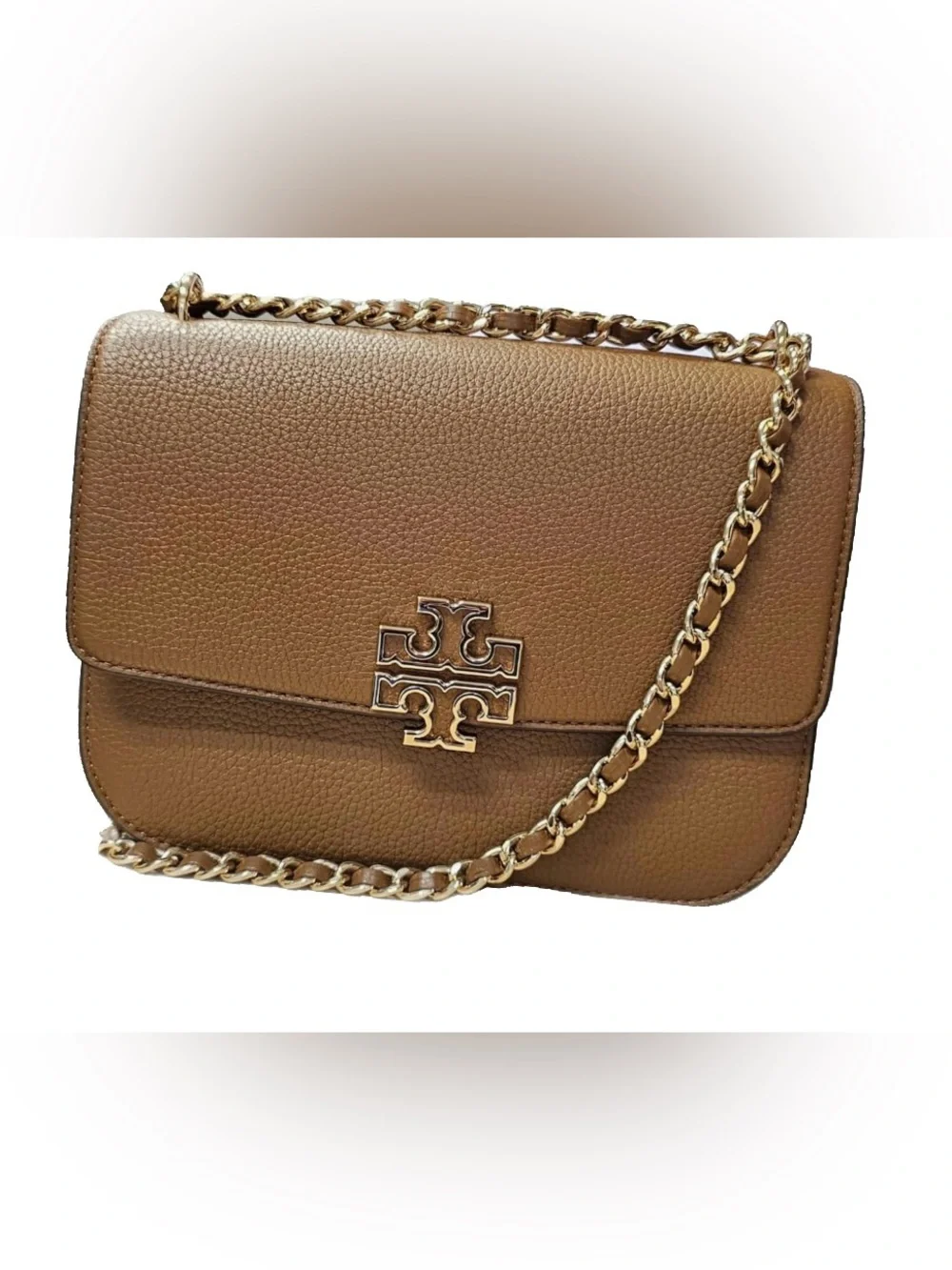 Tory Burch Brown Leather Chain-Accent Crossbody Bag